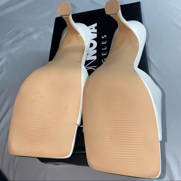 Fashion Nova White Square Toe Heeled Sandals - Picture 5 of 6